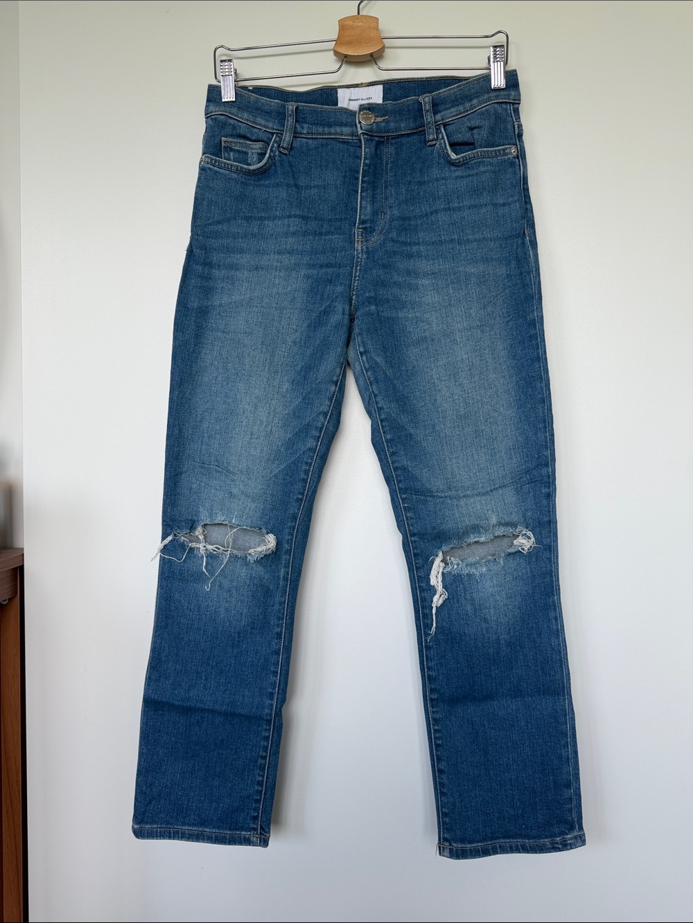 Current/Elliott 2010’s Blue Straight-Leg Distressed Jeans